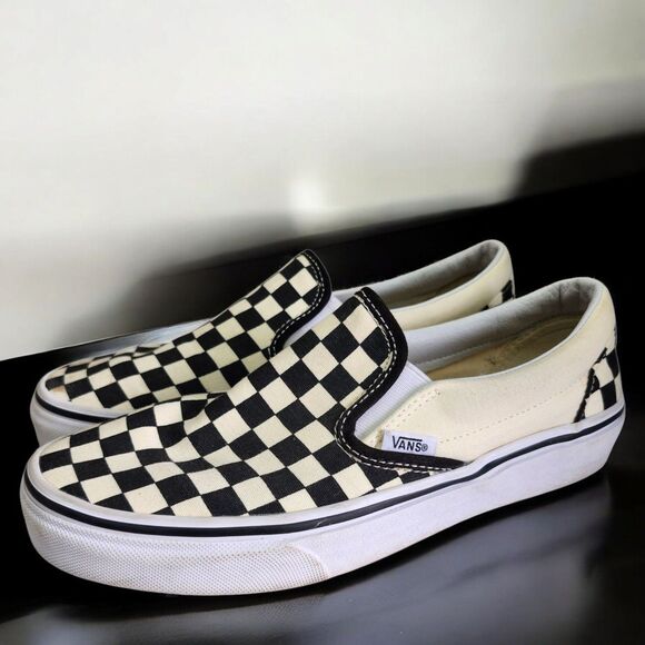 VANS Classic Checkerboard Sk8 Sneaker Womens 8.5 Black Cream Off The Wall Casual - Picture 1 of 12